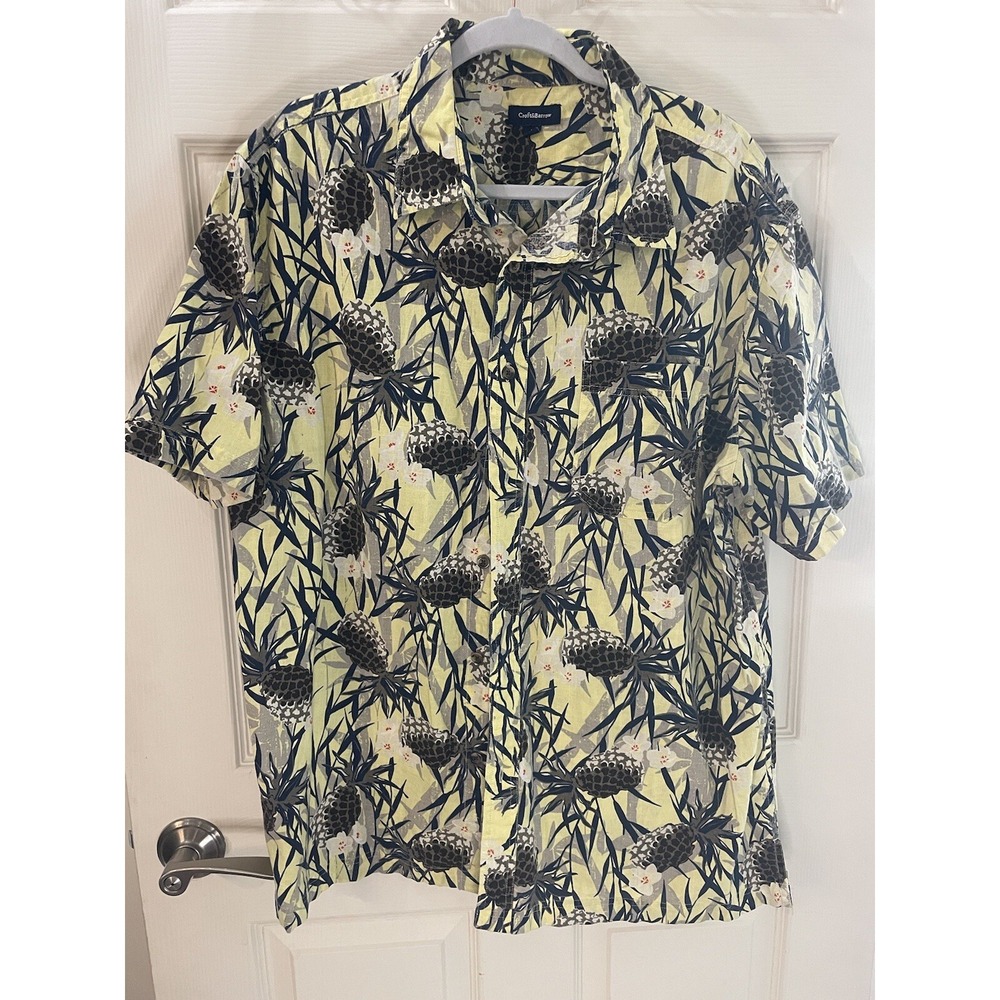 Croft and Barrow Men's Short Sleeve‎ Button Up Hawaiian Shirt Pineapples XL